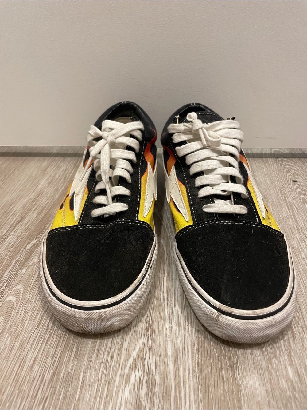Revenge x Storm Men's Black Sneakers with Flames